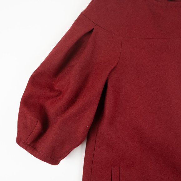 BCBGMaxazria Rouge cranberry red Woven Coat Wool off-center zip jacket size XS - Picture 6 of 9